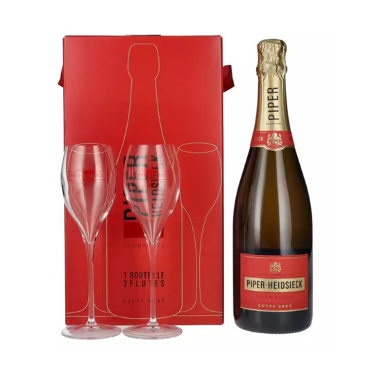 Piper-Heidsieck Cuvée Brut 75cl 2 Flutes Glass Pack